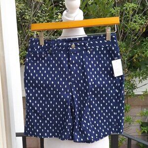 NEW Needle & Cloth Shorts Navy Blue with White Print Size‎ 4 Skinny